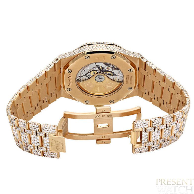 Diamond Audemars Piguet Royal Oak: Full Pave Dial Bracelet: Rose Gold Mens Watch: Item# 968289