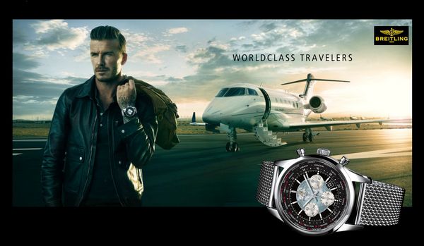 DAVID BECKHAM TRAVELS WITH BREITLING